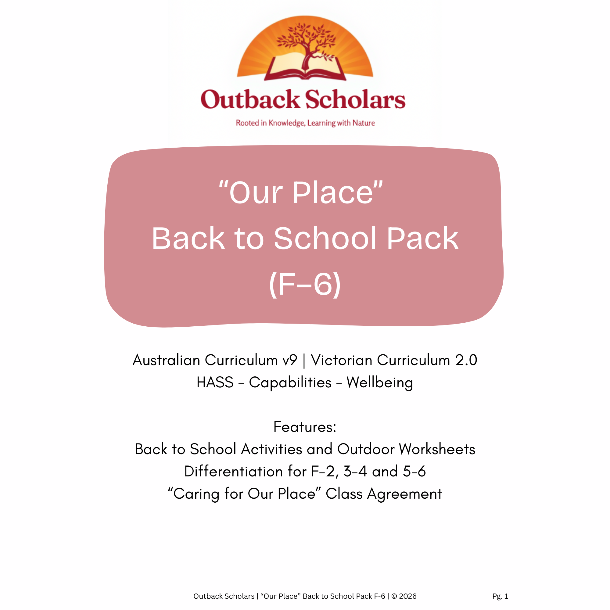 "Our Place" F-6 Back to School Pack