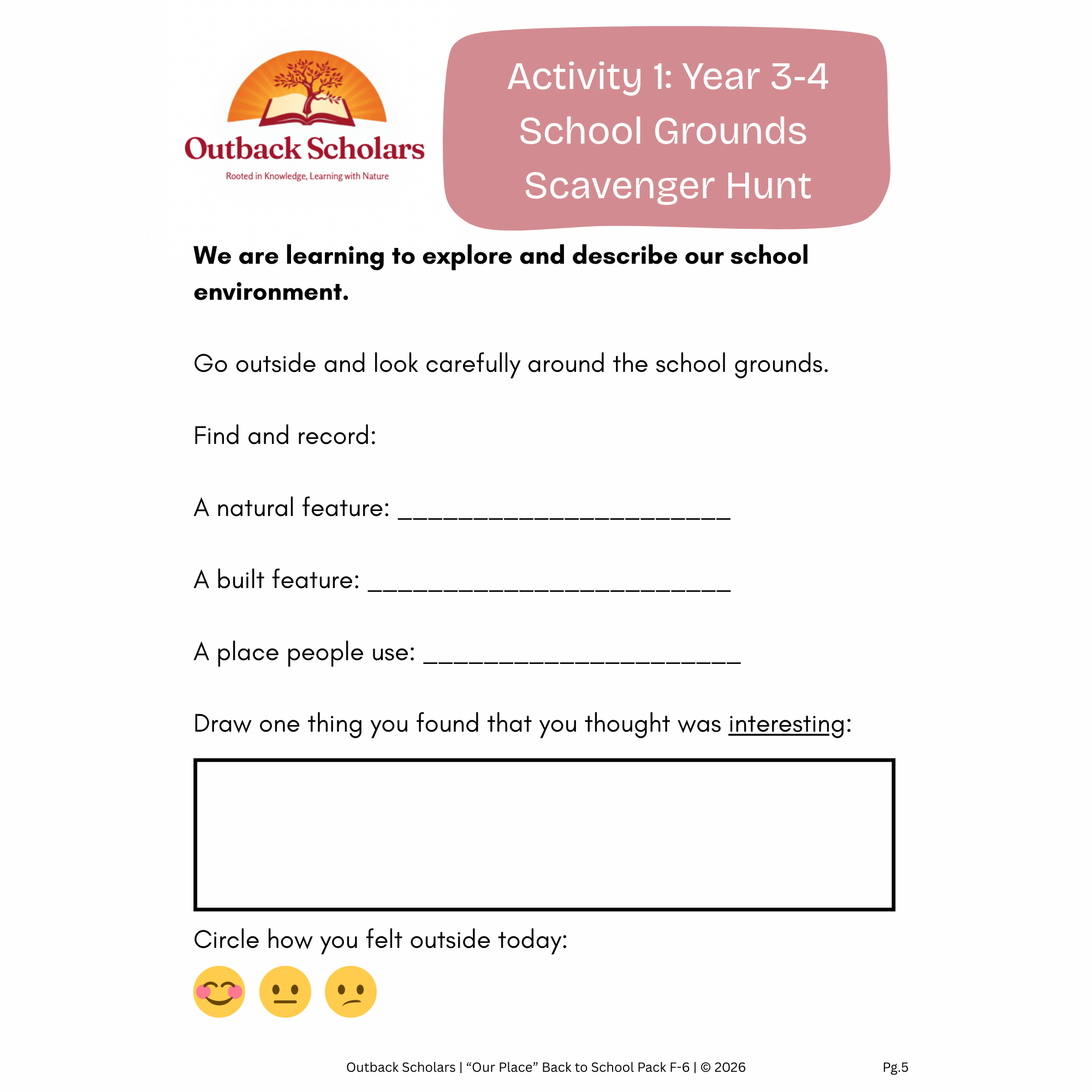 "Our Place" F-6 Back to School Pack