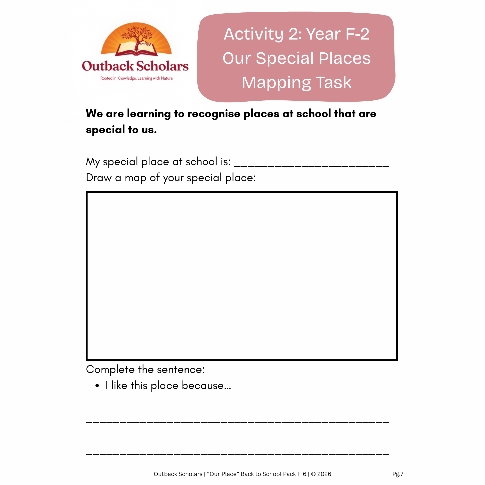 "Our Place" F-6 Back to School Pack