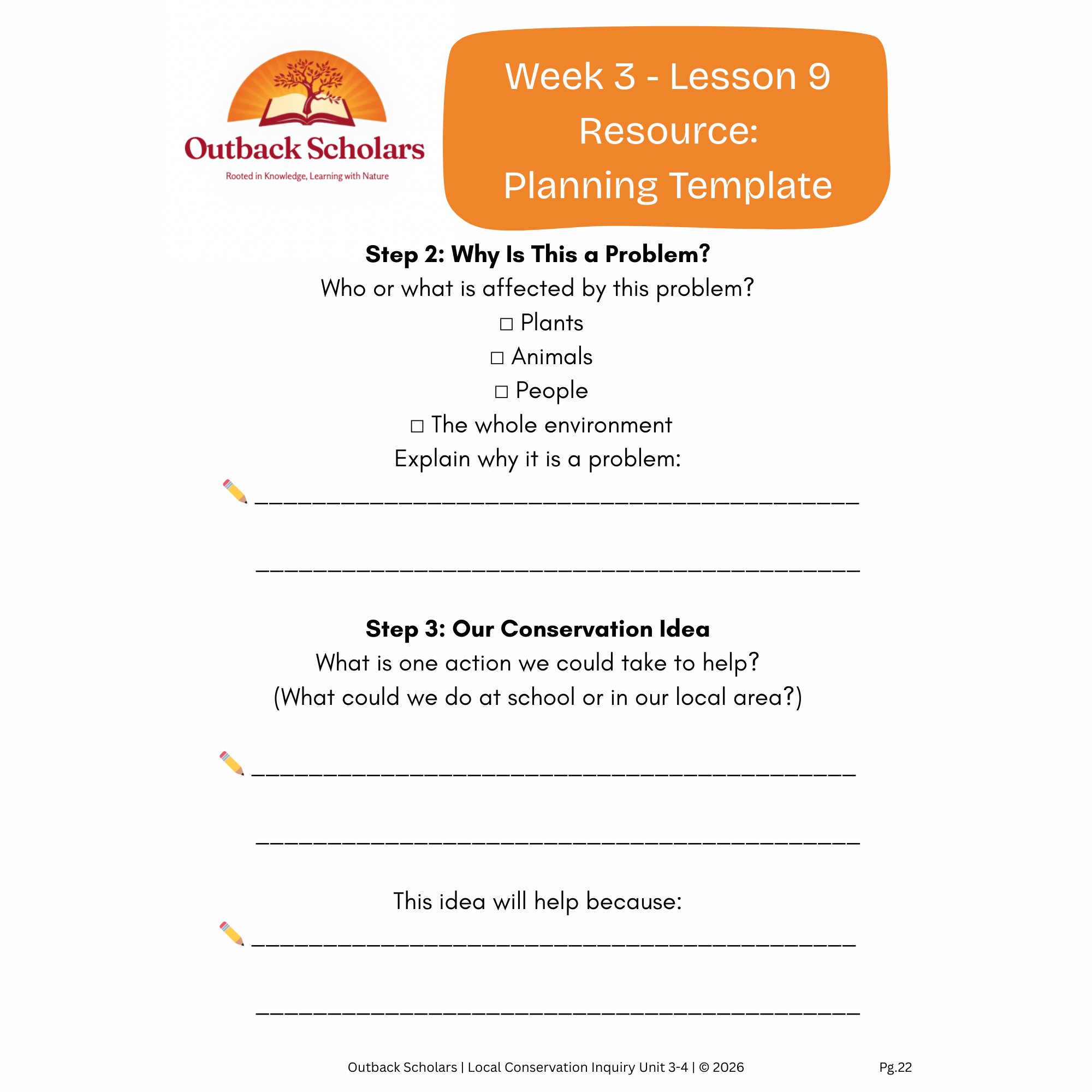 Year 3–4 Local Conservation Inquiry Unit